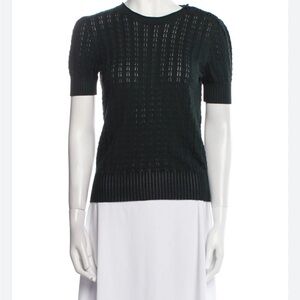 Womens ralph Lauren purple label designer silk blend knit short sleeve sweater L